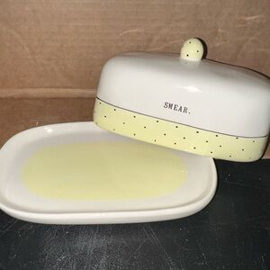 Rae Dunn White and Yellow Butter Dish